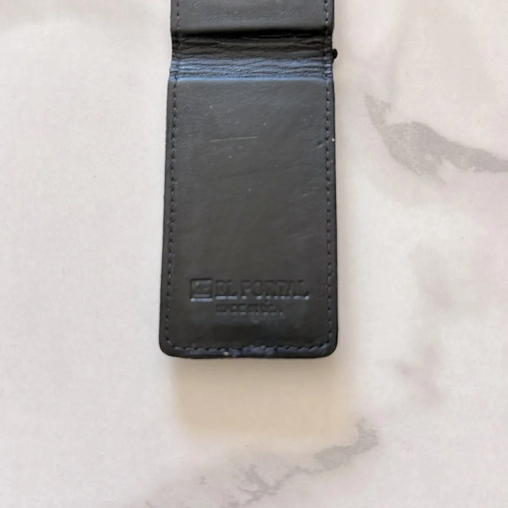 Vintage Black El Portal Genuine Leather Money Clip Made In USA